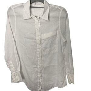 MAZE Studios White 100% Linen LS Shirt, Vacation, Resort, Summer, Casual Crisp M